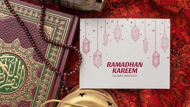 Ramadan kareem islamic mockup above view