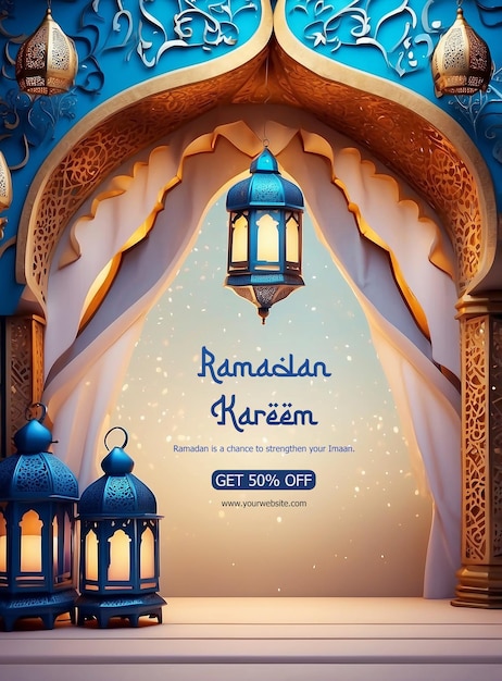 Ramadan Kareem Luxurious colorful lanterns and mihrab decoration