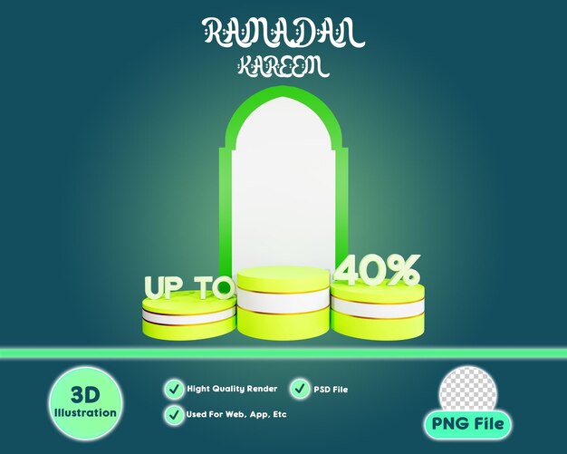 Ramadan Kareem Podium With Text Up To 40 Percent 3D Illustration