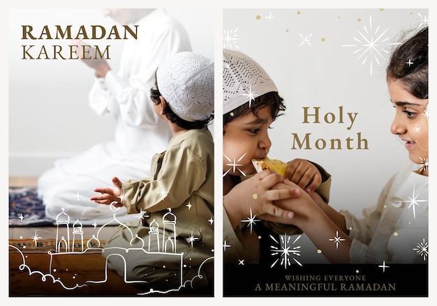 PSD ramadan kareem poster template psd with greeting set