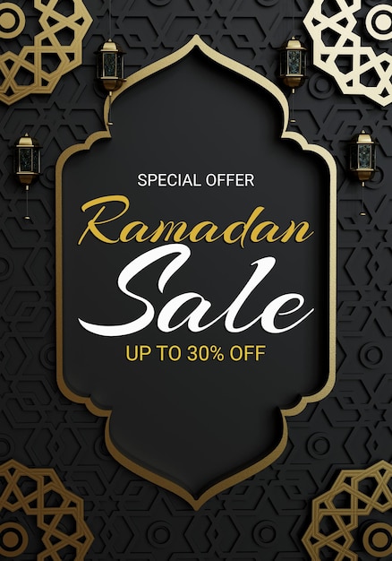 Ramadan kareem sale banner template with 3d