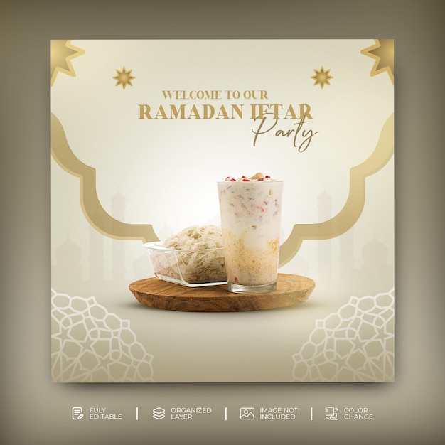 Ramadan Kareem Special food menu social media post template Psd