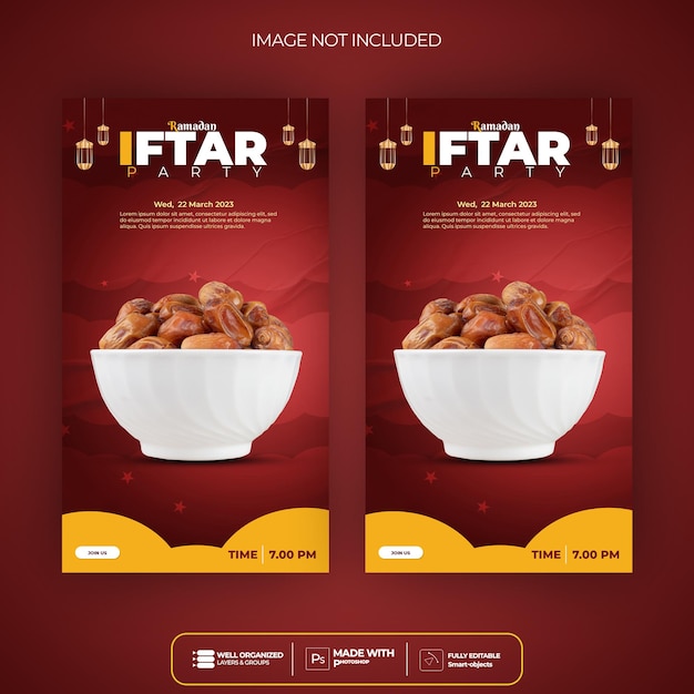 Ramadan kareem special food menu social media story post template