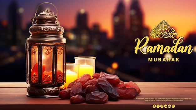 Ramadan Kareem special Islamic greetings card psd background