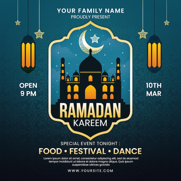 Ramadan Kareem square flyer or poster template