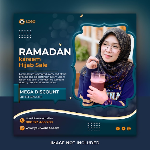 Ramadan kareem traditional hijab sale islamic festival religious social media banner