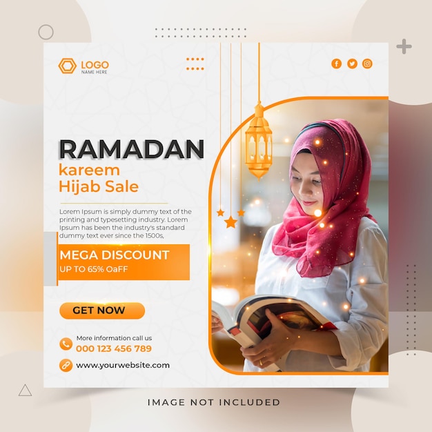 Ramadan kareem traditional hijab sale Islamic festival religious social media banner