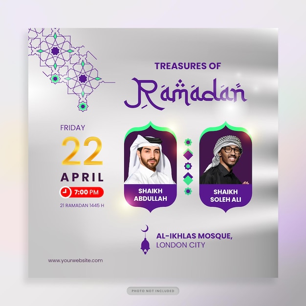 PSD ramadan kareem webinar social media post islamic celebration design template