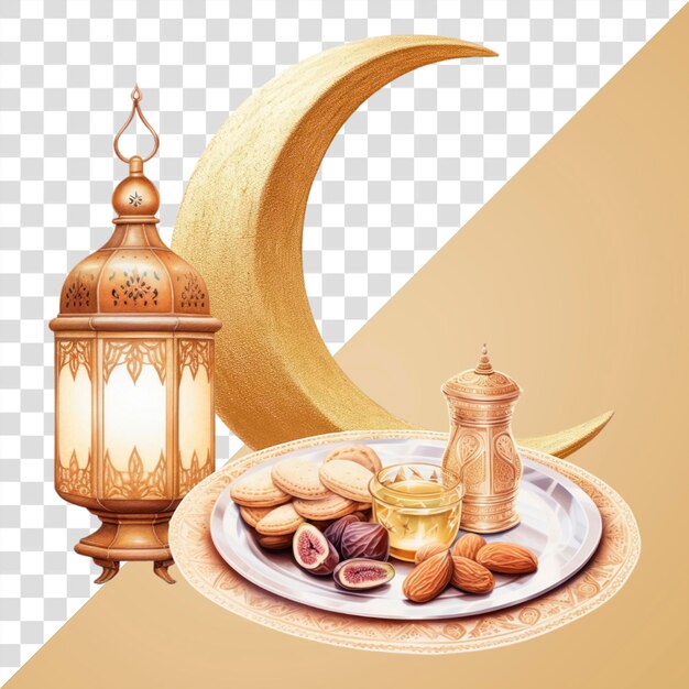 PSD ramadan lantern crescent dates feast