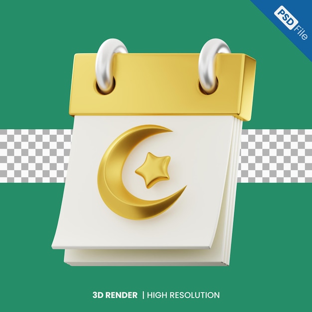 Ramadan month calendar 3d illustration render