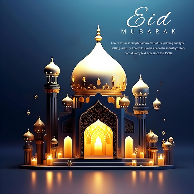 Ramadan Mubarak 3d social media banner design template