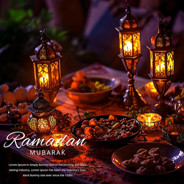 Ramadan Mubarak 3d social media banner design template