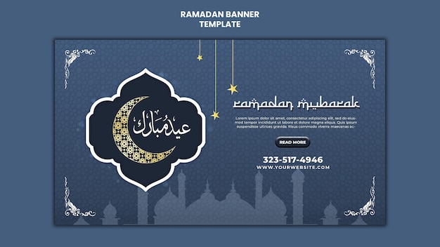 Ramadan Mubarak Islam month banner design template or social media post design facebook