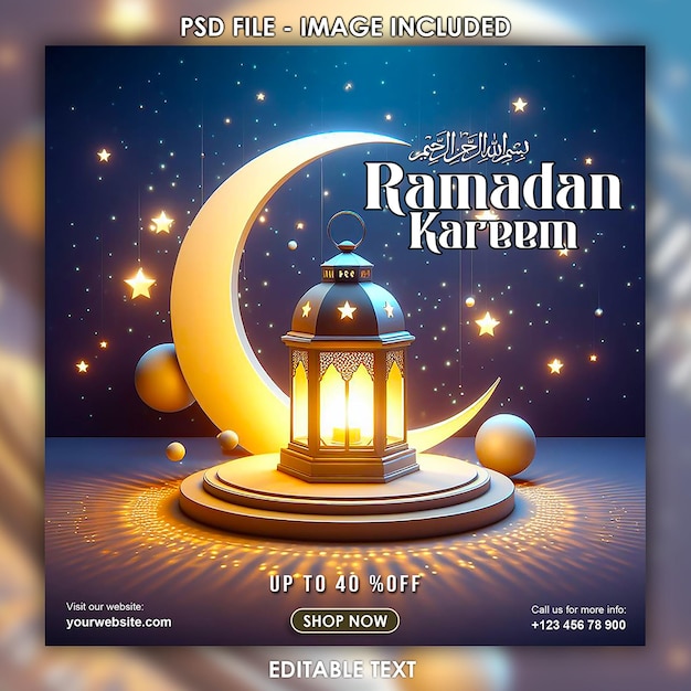 Ramadan Mubarak Social Media Post Template PSD File