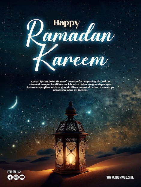 ramadan poster with photo of beautiful lantern decoration