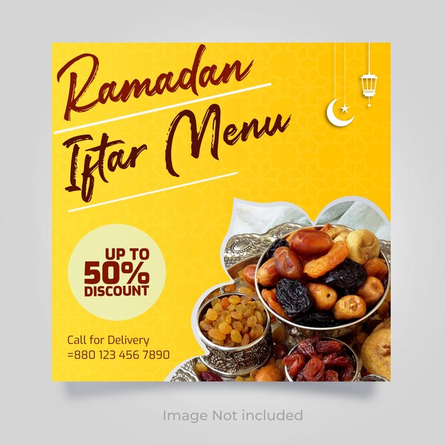 PSD ramadan restaurant social media post template