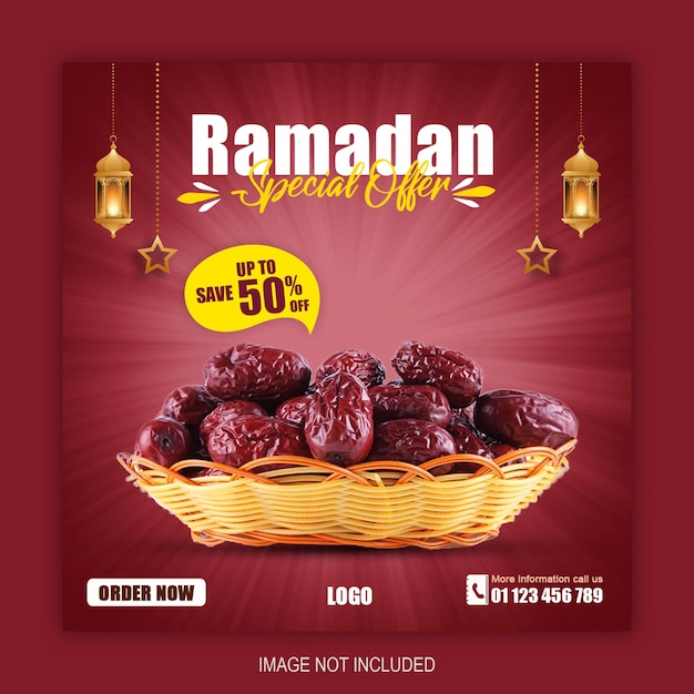 Ramadan special dates fruits social media post or square banner template psd