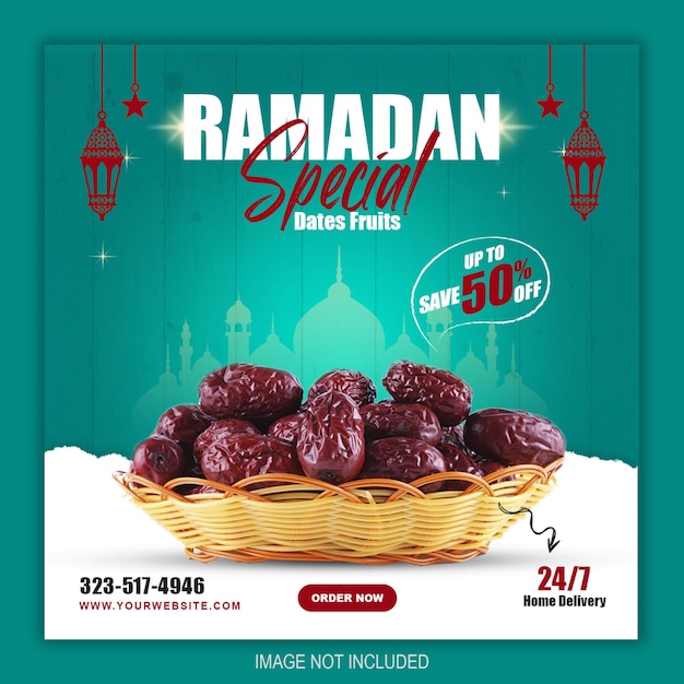 Ramadan special dates fruits social media post or square banner template psd