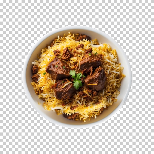 Ramadan Special Delicious Beef Biryani Isolated on a Transparent Background