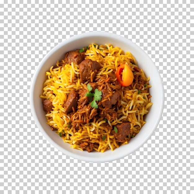 Ramadan Special Delicious Beef Biryani Isolated on a Transparent Background