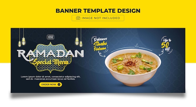 Ramadan Special Menu Haleem Social Media Cover Banner Template Design