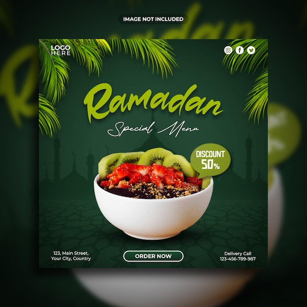 Ramadan special menu social media and instagram post template