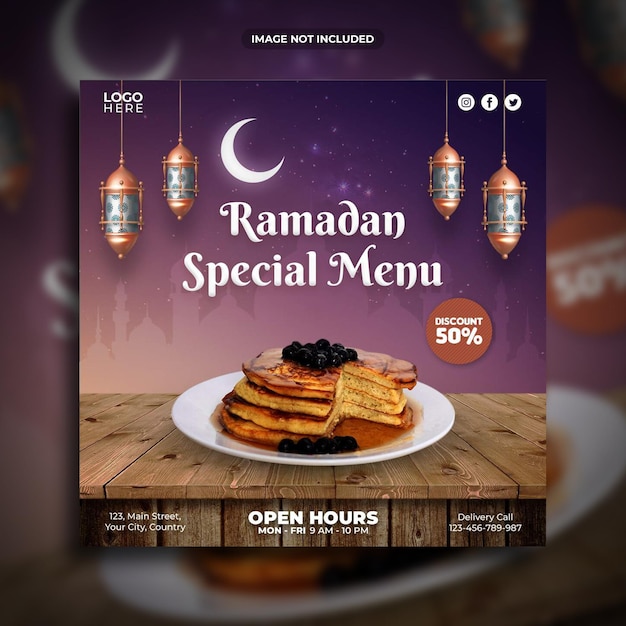 Ramadan special menu social media post template