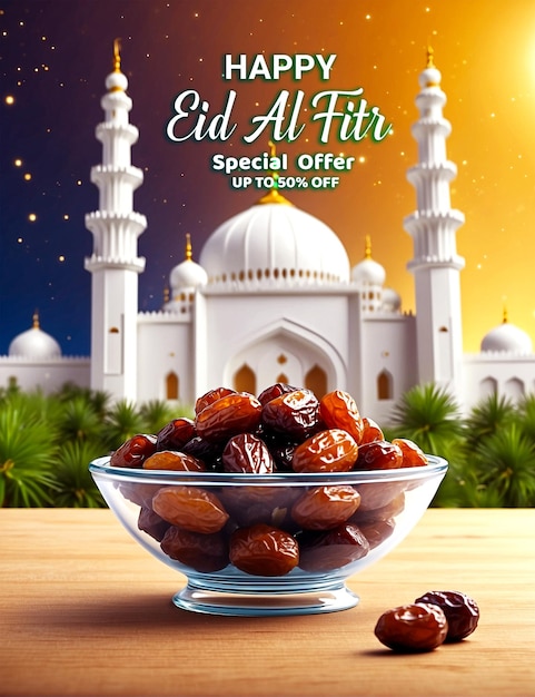 Ramadan sweets Eid Mubarak dessert with dates