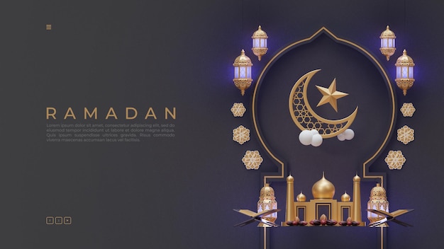 Ramadan Web Page With Composition Of 3D Render Illustration