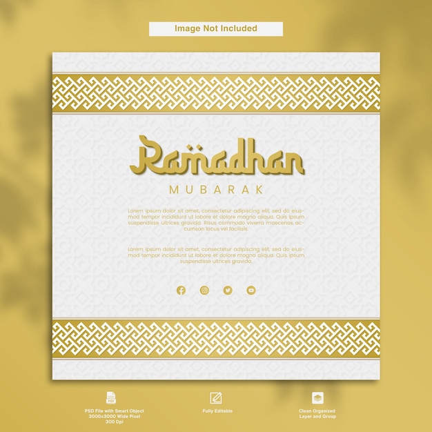 Ramadhan Mubarak Luxury Minimalist Greeting Postcard Template Design