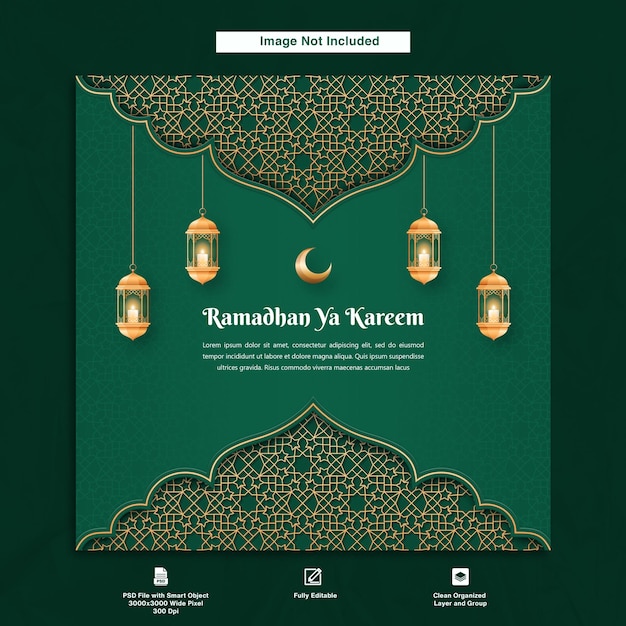 Ramadhan Ya Kareem Greeting Card Template Design