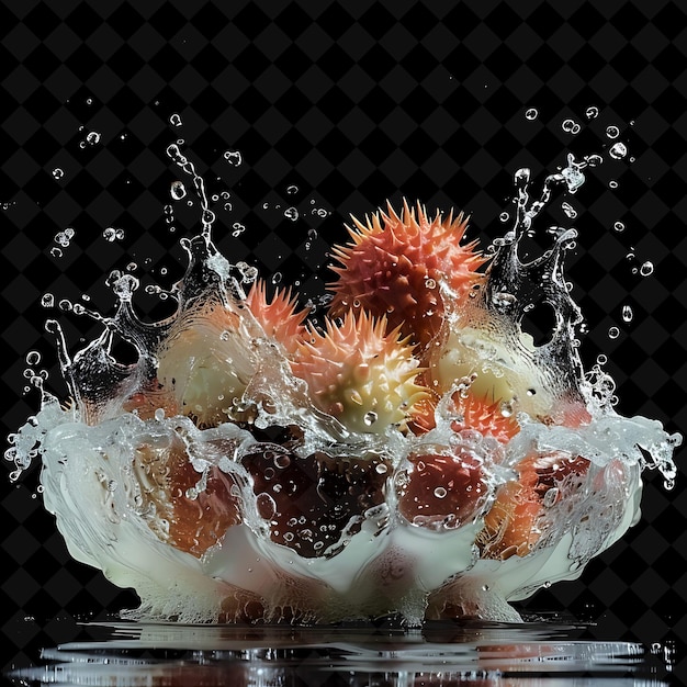 PSD rambutan juice fountain with clear white f png creative neon effect y2k collections