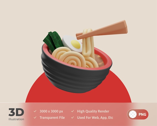 Ramen Japanese icon 3d illustration