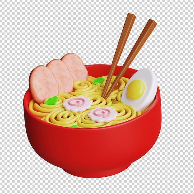 Ramen noodle 3d illustration