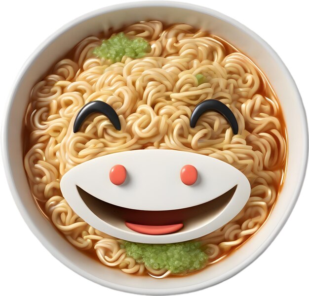 PSD ramen noodles with a cute face