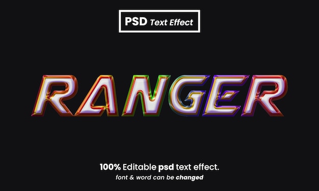 Ranger 3d editable premium psd text effect