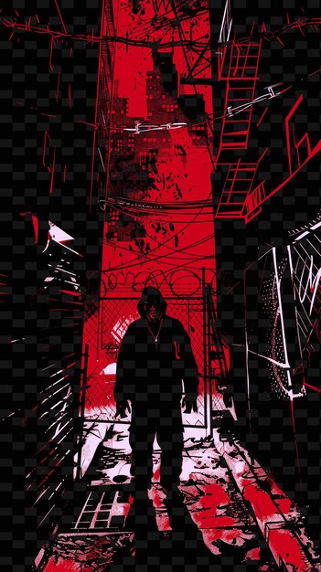 Rapper in a Gritty Urban Alleyway With Graffiti and Barbed W Illustration Music Poster Designs