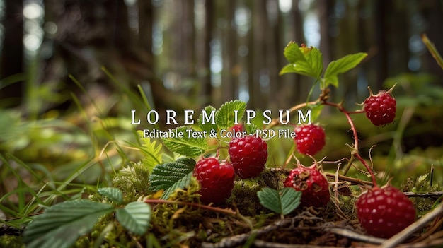 Raspberries in the forest AI generated