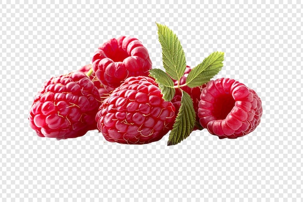 PSD raspberries isolated on transparent background