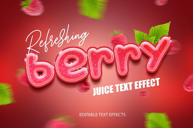 Raspberry juice text effect on red background