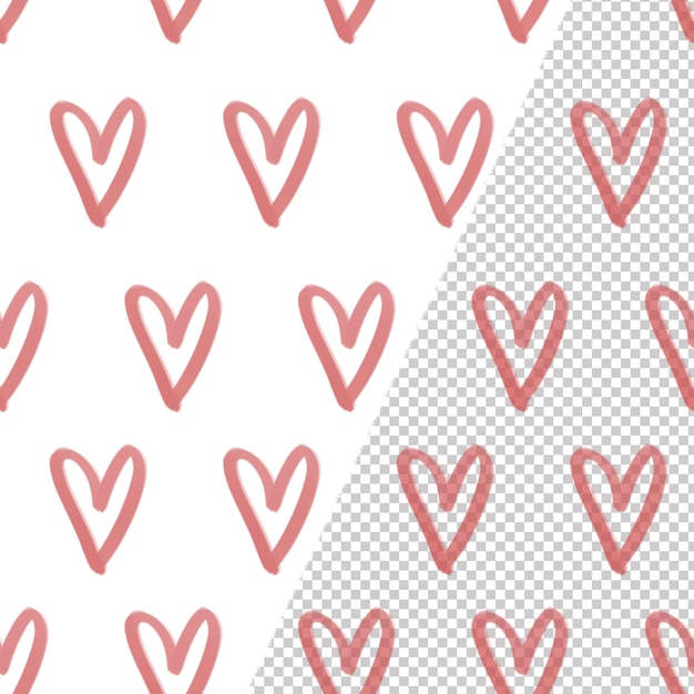 PSD raster seamless pattern watercolor hearts drawing for wrapping paper or fabric hearts love