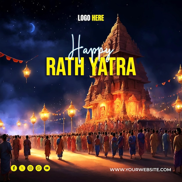 Rath Yatra social media banner and poster template