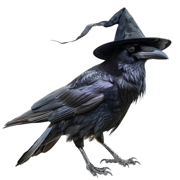 Raven Wearing a Witchs Hat