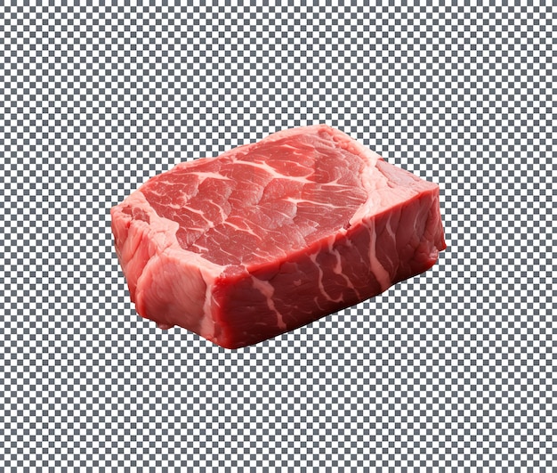 Raw beef cube steak isolated on transparent background