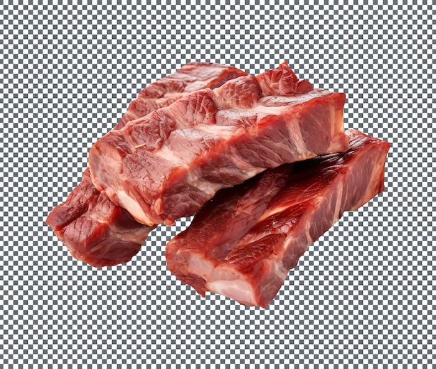 Raw beef ribs isolated on transparent background