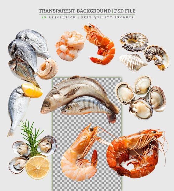 Raw fish and seafood Healthy eating concept Panorama