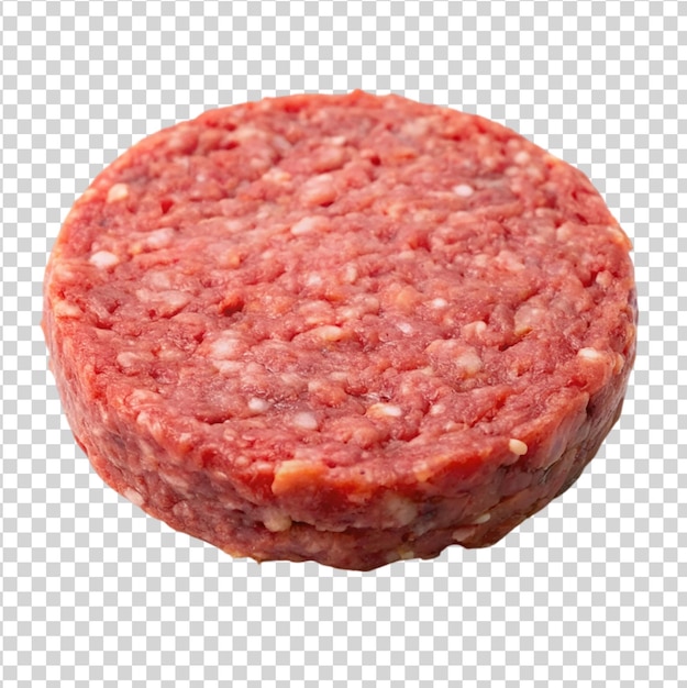 PSD raw hamburger patty isolated on white background