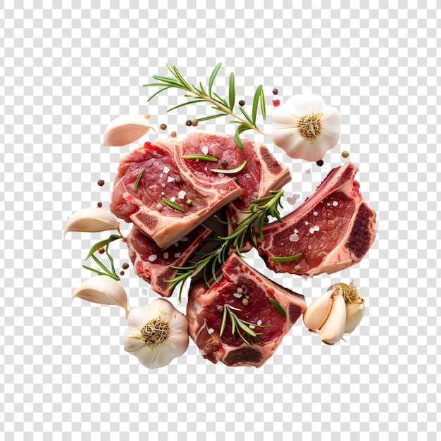 Raw meat slice with pepper on a white background