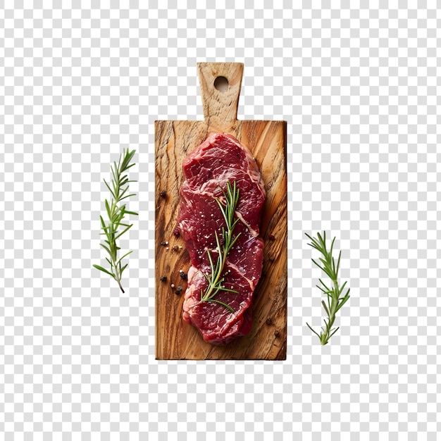 Raw meat slice with pepper on a white background