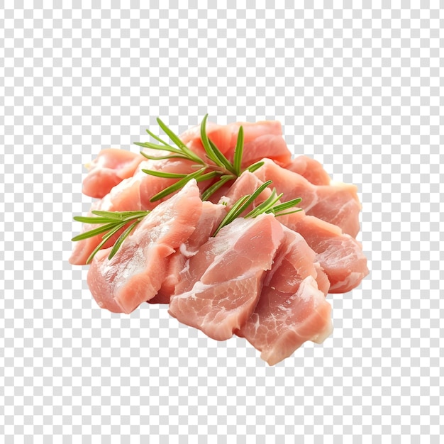 Raw meat slice with pepper on a white background